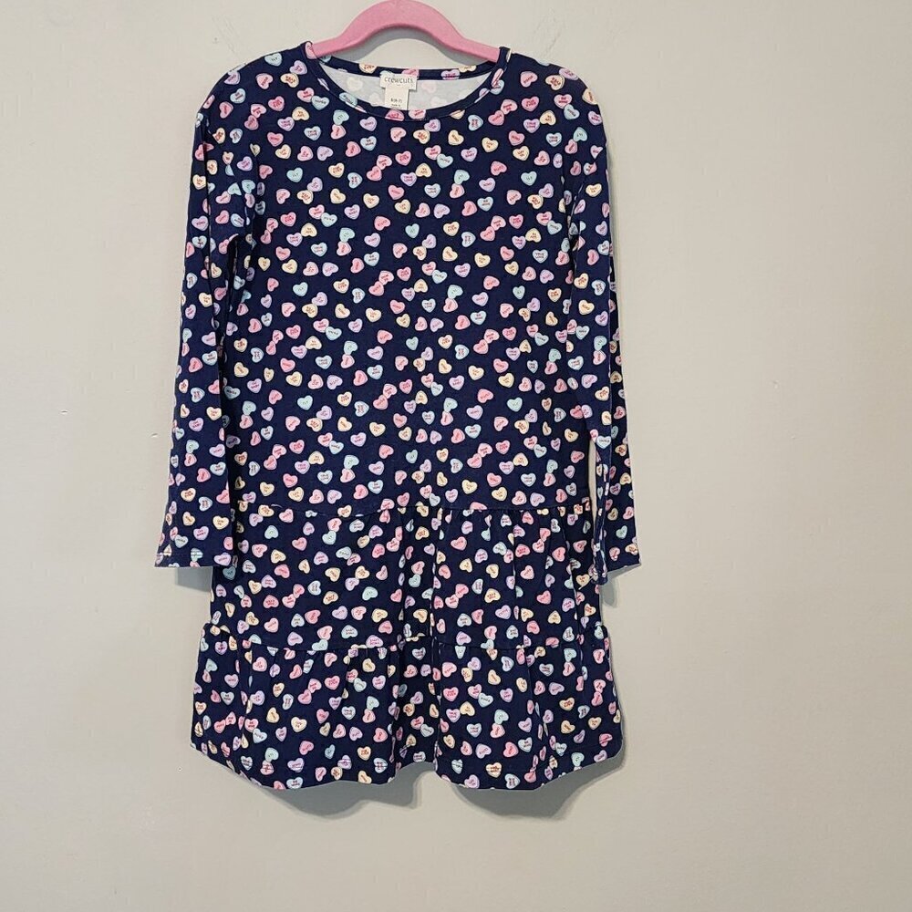 J.Crew Crewcuts factory candy heart dress sz S ( 6-7 ) girl long sleeve tiered